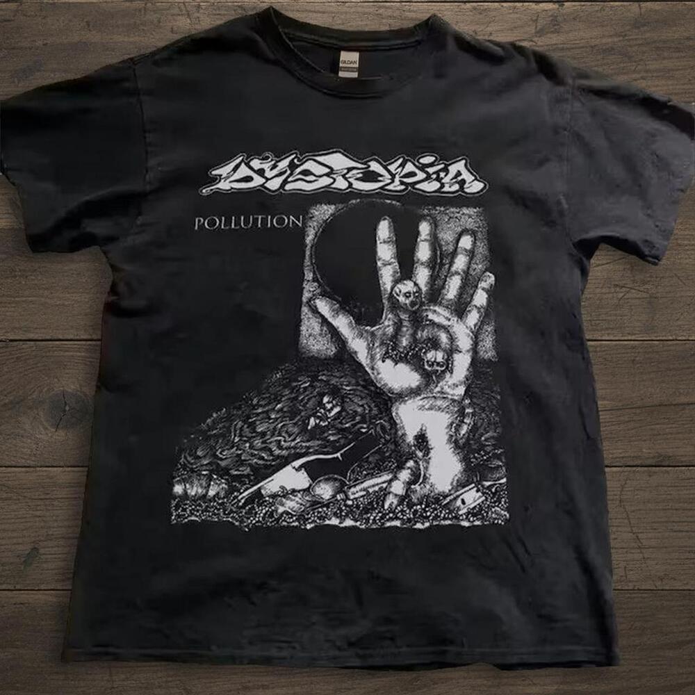 Black Dystopia Pollution Your Album Band Tee